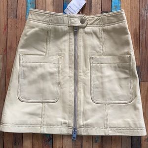 Walter Baker Cream Front-Zip Mini Skirt